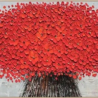 Peintures à l'huile personnalisées modernes art Texture épaisse L'arbre de vie rouge peinture de fleurs et d'arbres art mural abstrait fait à la main