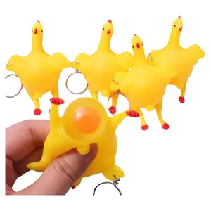 3 pièces Porte-clés Poulet Pondeuse <span class=keywords><strong>à</strong></span> Pression, Jouet Amusant et Portable, Petit Outil de Farce - Product Image 1