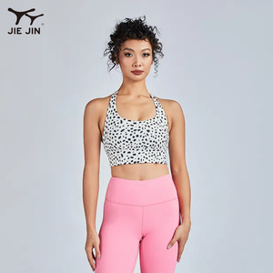 JIEJIN Custom Activewear moda <span class=keywords><strong>Sexy</strong></span> <span class=keywords><strong>Sexy</strong></span> stampa leopardato reggiseno sportivo con scollo all'americana per le donne - Product Image 5