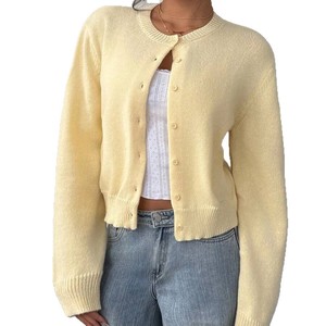 Nouvelle Collection 2026 : <span class=keywords><strong>Cardigan</strong></span> Décontracté <span class=keywords><strong>Femme</strong></span> de Haute Qualité – Pull Tricoté Ample à Manches Longues et Couleur Unie, Coupe Courte - Product Image 1