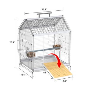 Cage à oiseaux de 20.5 pouces pour animaux de compagnie Cage à perroquet Cage à oiseaux portable dans la clinique pour animaux de compagnie de voiture pour petits oiseaux moyens - Product Image 3