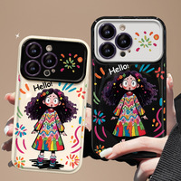 Scrawl Girl Impression Caméra Miroir Stand Pendentif TPU Housse de Téléphone Portable pour Iphone 17 8 X Xr XS 11 12 13 14 15 16 Pro Max