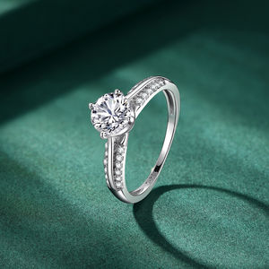 Оптовая продажа, модные ювелирные изделия из 925 стерлингового серебра, круглое кольцо с покрытием из белого золота, обручальное кольцо для женщин, женские подарочные серебряные обручальные кольца - Product Image 6