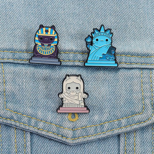 Özgürlük heykeli sfenks kedi emaye Pin mısır tema Metal broş yaka rozeti takı hediye toptan - Product Image 1