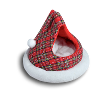 Noël chat grotte accessoires de lit pour animaux de compagnie doux peluche chat maison quatre saisons général rouge plaid chaud grotte chat lit coussin