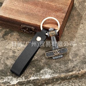 Llavero con Martillo de Thor Vikingo Nórdico, Acero Inoxidable, Runas Celtas, Correa de Cuero, Accesorio de Regalo Unisex - Product Image 3
