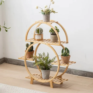 Présentoir de plantes combinées multicouches en bambou à grande échelle de haute qualité support de Pot de fleur intérieur et extérieur - Product Image 4