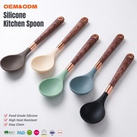 Cuillère en silicone résistante à la chaleur, sans BPA, ustensiles de cuisine antiadhésifs, cuillères en caoutchouc pour mélanger, servir, remuer, OEM ODM