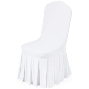 Housse de chaise de mariage en polyester blanc extensible avec volants, pour fêtes, banquets et décorations de mariage - Product Image 1