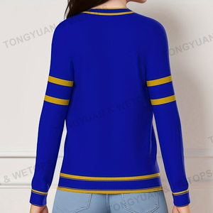 Cardigan Personalizzato BSCI 2026 con Lettere Ricamate Blu e <span class=keywords><strong>Oro</strong></span> per Confraternite Greche Femminili - Product Image 2