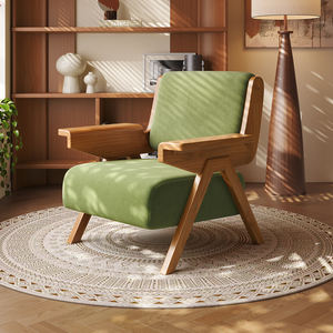 Nordique De Luxe Moderne En Bois Massif Bras Canapé <span class=keywords><strong>Chaise</strong></span> Loisirs Salon Chambre Paresseux Salon Unique Élégant Accent Design à Vendre - Product Image 1