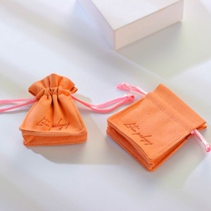 Custom LOGO Microfiber Double Wire Drawstring Bundle Pocket Bottom Add Heavy <b>Thickness</b> Side <b>Ring</b> Earrings Necklace Jewelry Pouch - Product Image 4