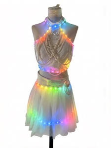 Chaleco de <span class=keywords><strong>lentejuelas</strong></span> con luz LED para mujer, chaqueta ajustada brillante, cárdigan con brillo, tops brillantes para fiesta disco vaquera - Product Image 3