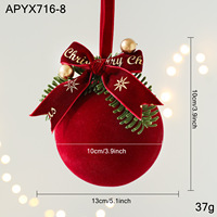 Boules de Noël en velours extra-larges, décorations suspendues en plastique incassable, pommes de pin floquées, vente en gros