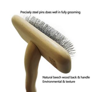 Baoli fabrika Outlet doğal ahşap kürek Pet bakım fırçası köpek kürk temizleme çelik iğne tarak Slicker fırça - Product Image 4