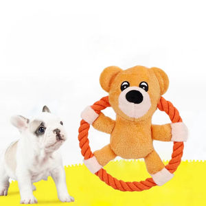 Giocattoli interattivi per cani di peluche giallo anatra rosa maiale orso bruno-per allenarsi e giocare a giocattoli masticabili per animali domestici - Product Image 4