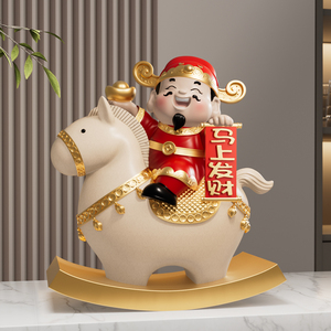 Statuette du Dieu de la Richesse à cheval, lingot d'or, statue de la fortune, décoration de comptoir de magasin, cadeau de pendaison de crémaillère, ornement - Product Image 5