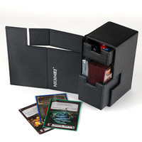 Boîte à cartes de jeu en cuir PU premium à deux étages avec tiroir rabattable, vente en gros
