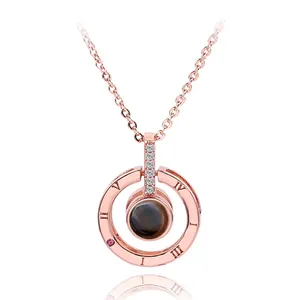 TE AMO en 100 idiomas Collar de proyección para la memoria del amor Gargantilla Collier Corazón Regalos Colgante Joyería