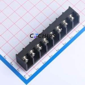 MXHB9500-9.5-08P-BK01-Cu-S-A Barrier Terminal Block Through hole,P=9.5mm Connector Three Sides 9.5mm 1x8P Straight Pin - Product Image 1