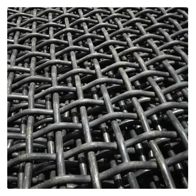 Fabrik preis Kunden spezifischer Haken Vibrations sieb 65mn 45 # Crimped Iron Wire Mesh Stein gewebter Sieb brecher Vibrations sieb Mesh