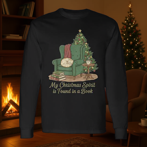 Camiseta cómoda de manga larga con estampado gráfico, tema de libros navideños, ropa navideña - Product Image 3