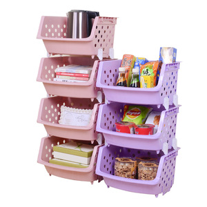 Panier de rangement en plastique à 4 niveaux avec couvercle et poignées pour l'organisation des légumes dans la cuisine - Product Image 2