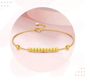 Pulsera de Oro Puro 18K Personalizada con Cuentas Pequeñas, Cadena de Joyería con Dijes Sólidos Au750 para Mujer, Precio de Fábrica Xinfly - Product Image 3