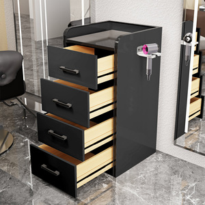 Chariot de Salon Gris Foncé, Meuble de Rangement Roulant pour Outils de Barbier avec Tiroirs, Support pour Sèche-Cheveux pour Studio de Beauté - Product Image 5