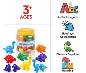 Alta calidad 26 <span class=keywords><strong>Dino</strong></span> doble cara cerebro entrenamiento alfabeto superior/minúscula número aprendizaje dinosaurio conjunto para jardín de infantes - Product Image 5