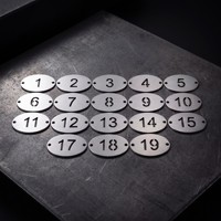 Plaque signalétique en acier inoxydable durable de haute qualité, forme personnalisée, étiquette à double trou, pendentif numéro, porte-clés numéroté