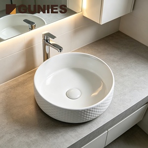 Lavabo de Cerámica Pulido Blanco Puro Modelo 1532 Gunies, Diseño Moderno, con un Solo Orificio, para Baño, Venta al por Mayor - Product Image 2