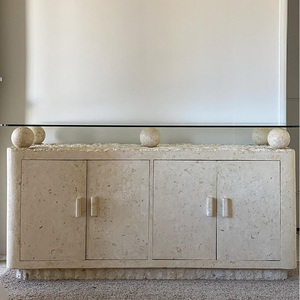 KUMUSI <span class=keywords><strong>Table</strong></span> <span class=keywords><strong>console</strong></span> en travertin beige clair <span class=keywords><strong>Table</strong></span> d'entrée en pierre de marbre beige avec taille personnalisée - Product Image 4
