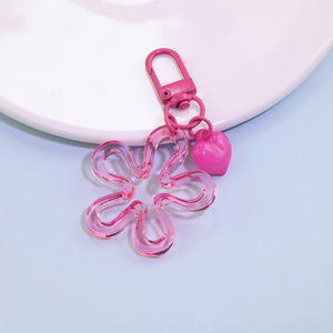 Porte-clés léger en acrylique coloré, motif grande vague, fleur et cœur, fait main, accessoire de sac DIY - Product Image 5