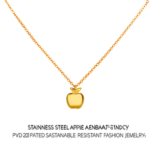 สร้อยคอจี้รูปแอปเปิ้ลสแตนเลสสตีล ชุบทอง PVD ทนทาน แฟชั่นทันสมัย - Product Image 2