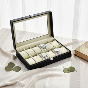 Boîte de rangement en cuir pour 12 <span class=keywords><strong>montres</strong></span>, avec fenêtre, luxe léger, pour collection de vente aux <span class=keywords><strong>enchères</strong></span>, personnalisation intérieure/extérieure, vente en gros - Product Image 1