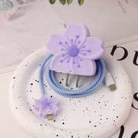Ensemble de protection de chargeur à motif floral avec protège-câble pour adaptateur Apple 20W US – Idéal pour les filles
