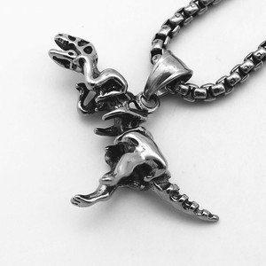 Yunnique – collier avec pendentif squelette de dinosaure en acier titane, bijoux unisexes en acier inoxydable, style Punk, Design géométrique - Product Image 3