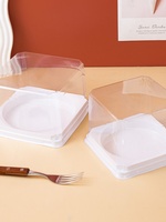 Boîte à gâteau carrée en plastique transparent de qualité alimentaire pour le stockage de gâteaux au mousse et l'emballage de pâtisserie
