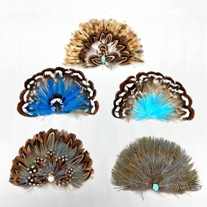 Accessoires de chapeau en forme d'éventail au design personnalisé, plumes naturelles, plumes artisanales pour chapeaux, décoration de vêtements - Product Image 2