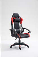 Chaise de jeu pivotante à 360° réglable en hauteur en cuir blanc et rouge