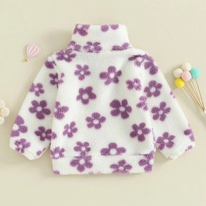 Automne hiver fabuleux sherpa bébé enfants garçon <span class=keywords><strong>manteau</strong></span> enfant en bas âge enfants rétro fleurs sherpa veste - Product Image 6