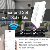 Interruptor Inteligente para Cortinas LangYeao Zigbee WiFi, Estándar Estadounidense, 600W, Panel Táctil de Vidrio para Persianas Enrollables, Compatible con Tuya, Alexa y Google Home