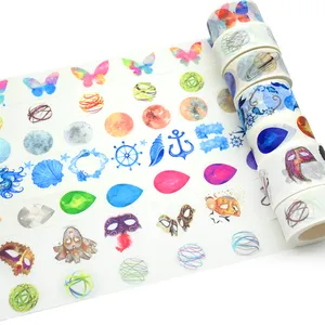 Fabricante vende impresión personalizada 30mm de ancho Impresión de mariposa Washi Tape papel artesanía troquelado cinta adhesiva para diarios