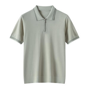 Camicia a girocollo Color block da <span class=keywords><strong>uomo</strong></span> in lana Merino 1/4 <span class=keywords><strong>maglia</strong></span> a maniche corte con chiusura a Zip in 100% - Product Image 3