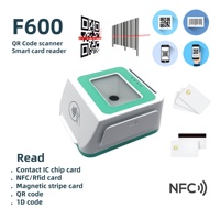 FUWEI F600 Tarjeta de chip IC dual 1D 2D Código QR Escáner de código de barras NFC RFID MSR Lector de tarjetas inteligentes 13,56 MHz ISO 7811/7816