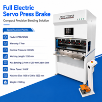 Prensa Plegadora Servoeléctrica de 30T y 1250mm, Máquina de Doblado de Chapa CNC de Alta Precisión, Sin Aceite y de Ahorro Energético