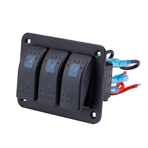 Panel de Interruptores Basculantes Marinos de 3 Puertos Carling, Personalizado con Símbolo, Impermeable, con 3 LED Azules para Auto o Barco - Product Image 2