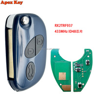 Clé télécommande intelligente pliable pour voiture, FCC ID:RX2TRF937 433MHz ID:48CHIP, pour Maserati Quattroporte GranTurismo Gran Turismo 2005-2011