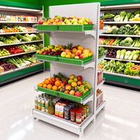 Étagères de supermarché pour fruits et légumes en gros d'usine, étagères de gondole pour fruits et légumes, support de présentation pour le stockage des fruits et légumes